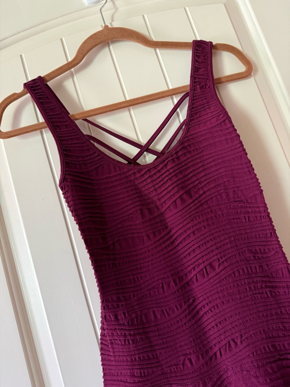 Love & Charm Ribbed Strappy Tank in Wine